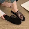 Retro new mesh hollow breathable cool slippers fishing net woven bag head half drag flat muller shoes Roman sandals