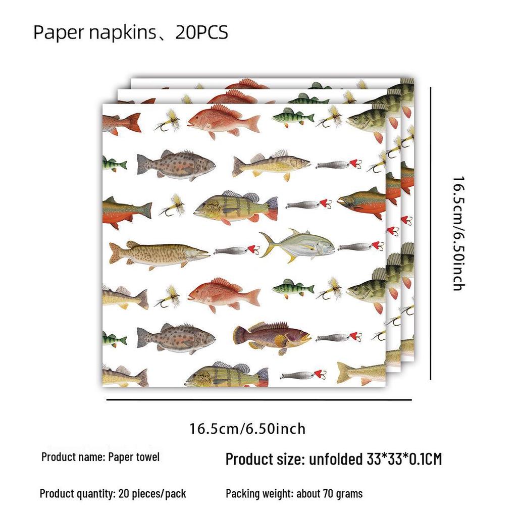 Cross-border Fishing Theme Party Supplies: Paper Plates, Flags, Napkins, and Creative Decorations Set