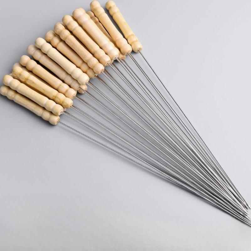 304 Stainless Steel Skewers For Barbecue Kebab Sticks Reusable Meat Skewers Round Rods For Outdoor Grilling