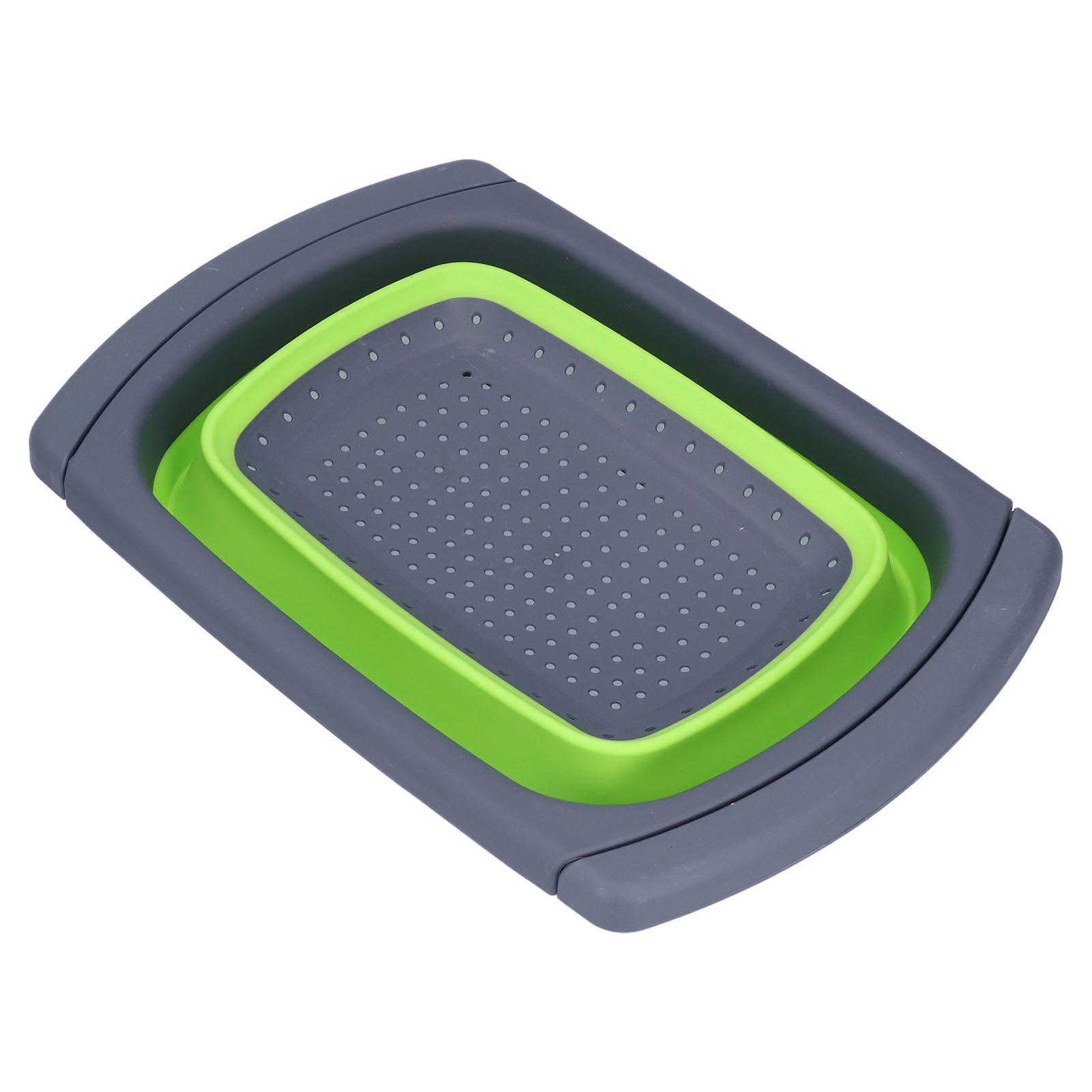 

Зеленая складная корзина для слива Силиконовая складная корзина для мытья фруктов и овощей для дома и кухни