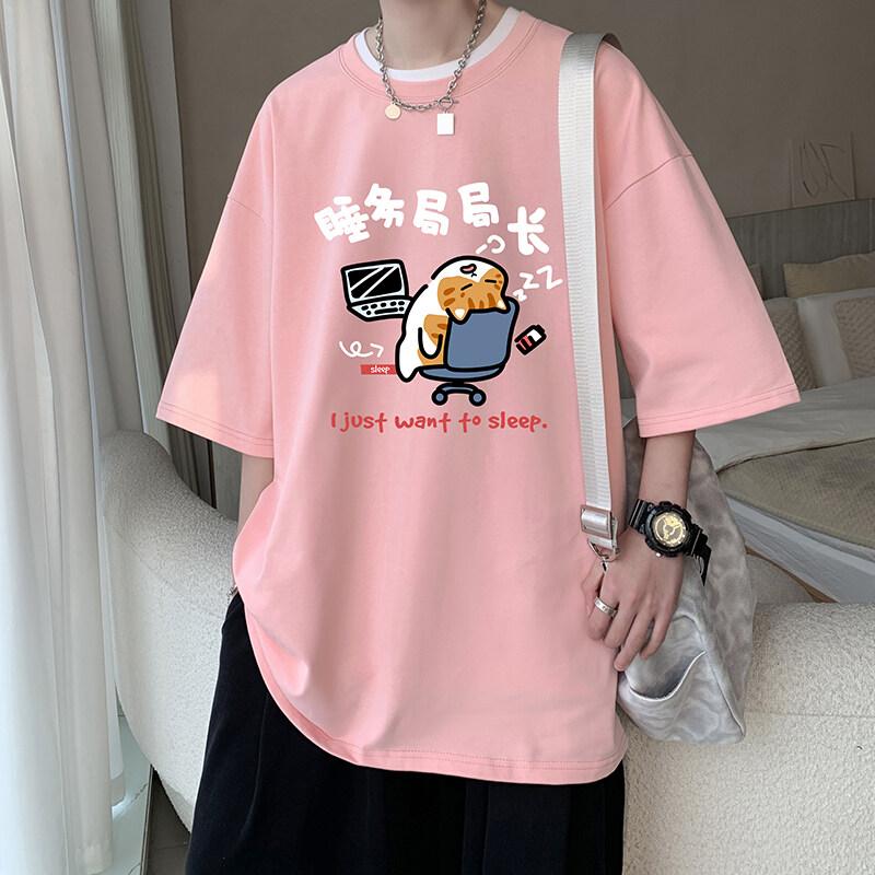 Unisexs Cotton Tshirts White 5xl  Unisex Oversized T Shirt Fashion Cat Print Summer Casual Wear Tee Shirts Big Size Male Clothes
