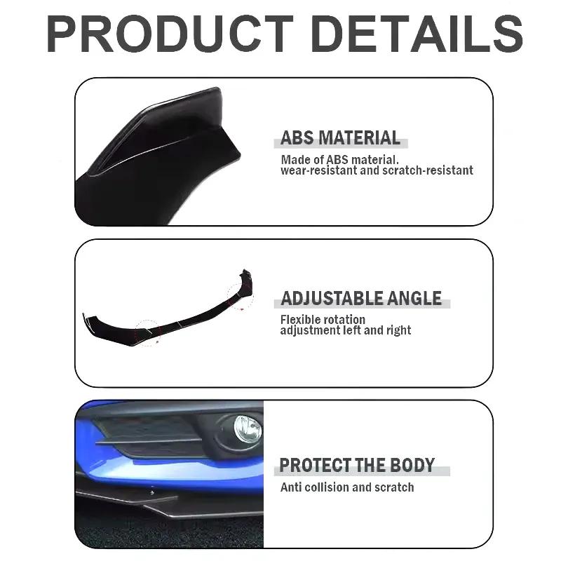 Adjustable 5Pcs Sectional Front Spoiler Lip For Citroen C4 LC B7 2004-2018 Front Bumper Splitter Car Exterior Sport Body Kit