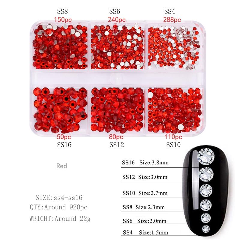 Glitter Rhinestones AB-Flat Back Shiny Stones Nail Art Decoration Mixed Sizes Nail Gems Crystal Strass Accessories