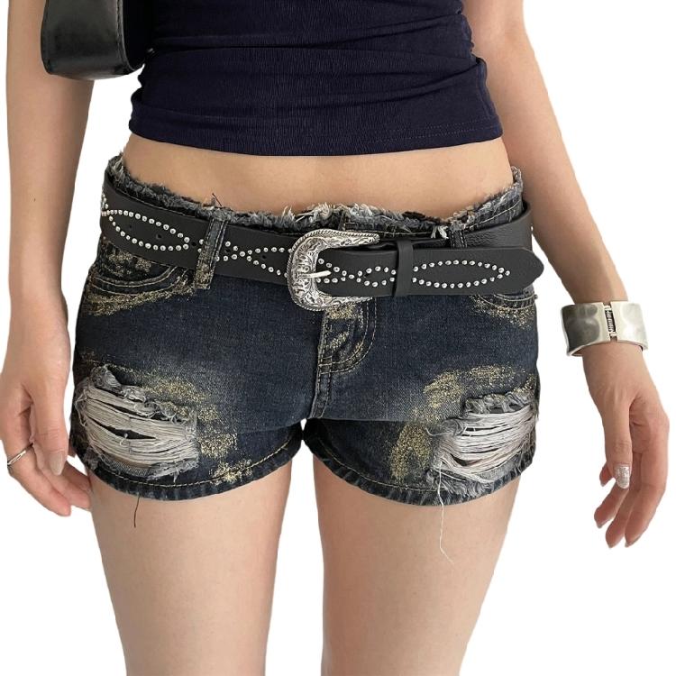 Adjustable Metal Studded Waist Belt Premium PU Leather Gothic Punk Fashion Accessory for Women Girls
