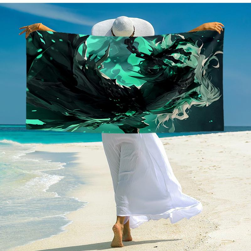 Ultra-Soft Beach Towel with League of Legends Theme,Ideal for Pool - Camping, Diving - Perfect Travel Essential, Vibrant Beach Towel.