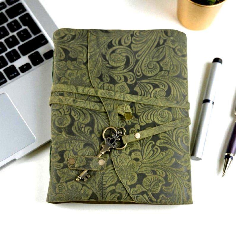 Vintage Deckle Edge Paper Bound Journal - Blank Spell Book of Shadows Journal - Leather Notebook Sketchbook
