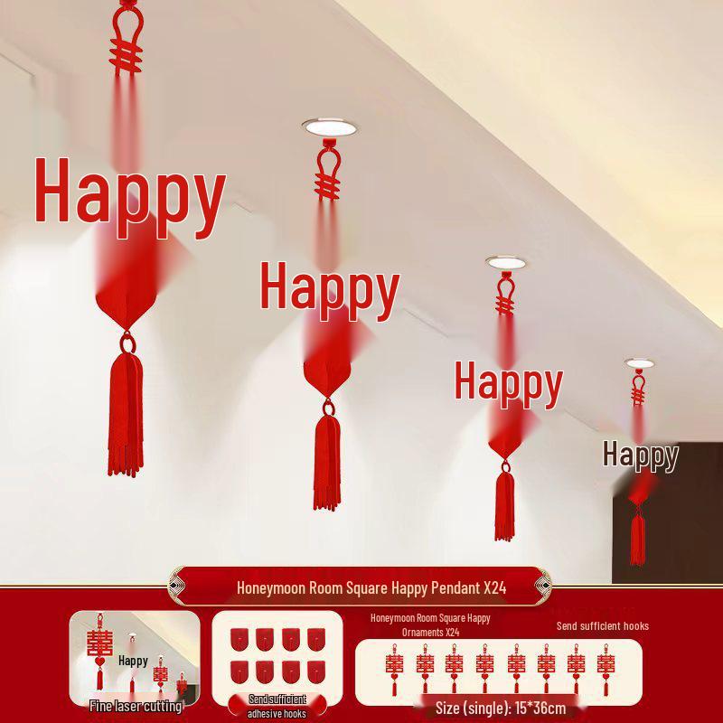 3D Doppel-Glück Hochzeitslaternen zur Dekoration - Hängende Ornamente für Hochzeitszimmer, Wohnzimmerdecke, Seite von Braut & Bräutigam.