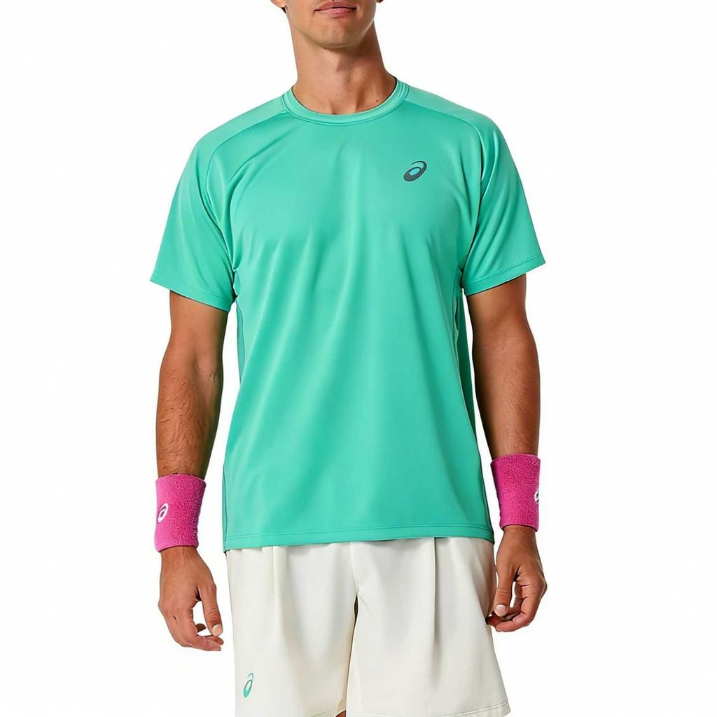 ASICS T Shirts Men's Aurora Green Crew Neck 2041A379-300