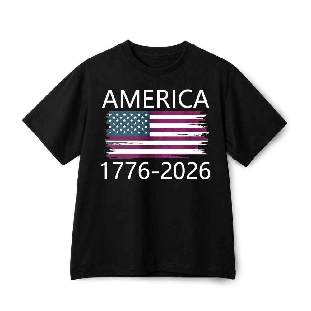 Minimal America 1776-2026 250th Anniversary Patriotic Cotton T-Shirt Unisex L