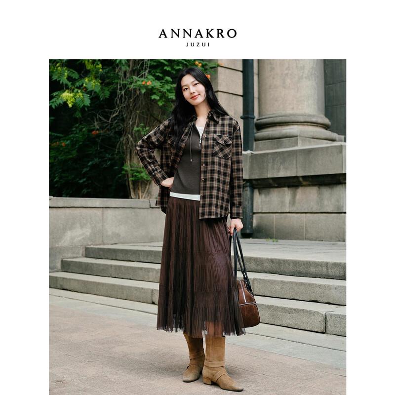 

Women s English College Style Plaid Loose Shirt S