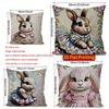 2D Cute Rabbit Dressed Up Pillow Covers Pattern Cushion Cover Suitable For Sofa Bedroom Car Pillow Cover