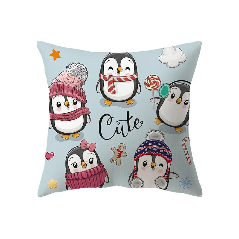 Søt julepynt Trykt mønster Putetrekk Hjem Stue Sofa Dekorasjon Firkantet pute Putetrekk
