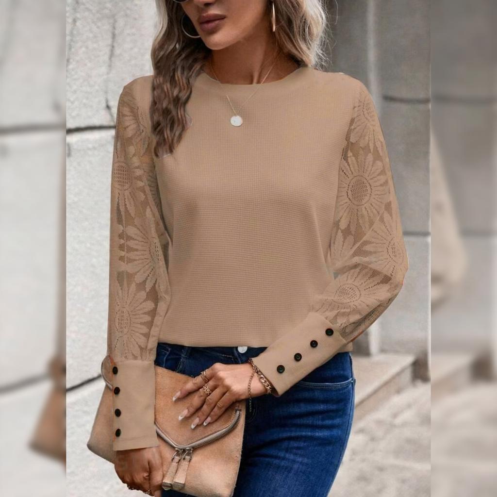 Women's Printed Stand-up Collar Ramie Shirt Top