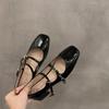 Mary Jane Shoes for Women  Retro Medium Heel Women's Single Shoes Gloss Soft Comfort Ballet Shoes Zapatos De Mujer