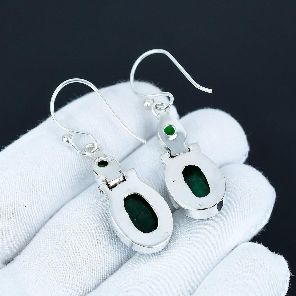 Green Labradorite And Green Tourmaline Gemstone Earring, 925 Sterling Silver Earring Beautiful Earring Birthday Earring Gifts For Christmas