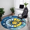 1pc Sun Moon Office Round Area Rug, Mat Suitable For Office, Under Office Chairs Bedroom Living Room Home Decor, Room Deco