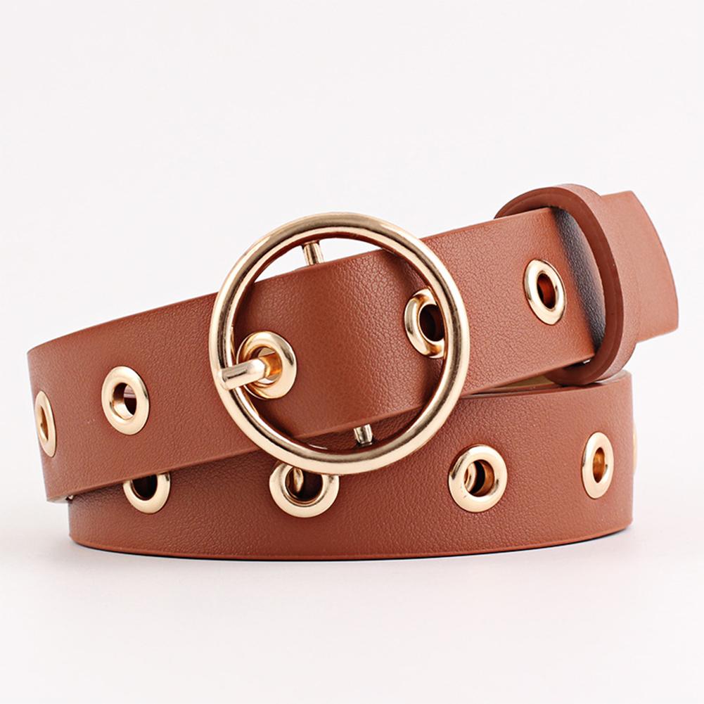 Women Fashion Round Buckle Hollow Out All Match Waist Belt