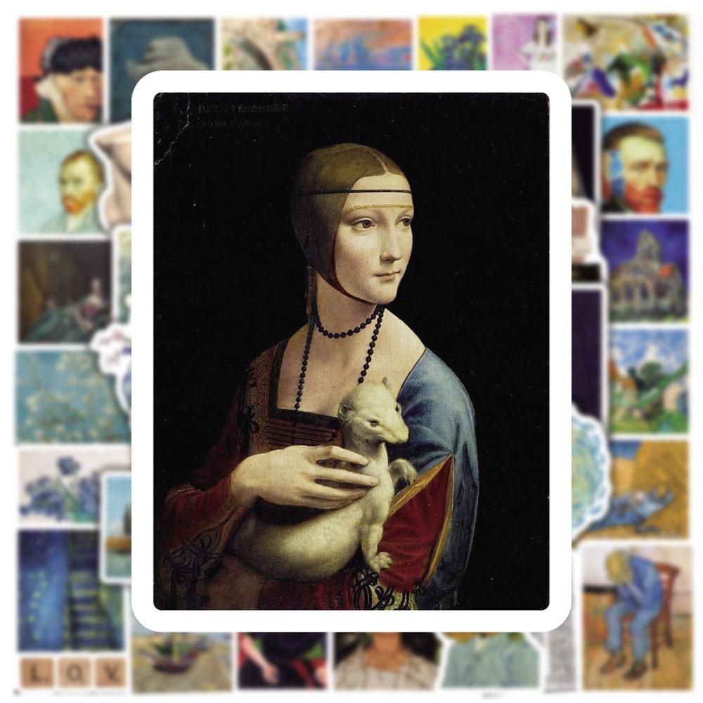10/30/50pcs Vintage Oil Painting Stickers Aesthetic DIY Scrapbooking Phone Laptop Luggage Cartoon Decoration Decal Sticker Toys