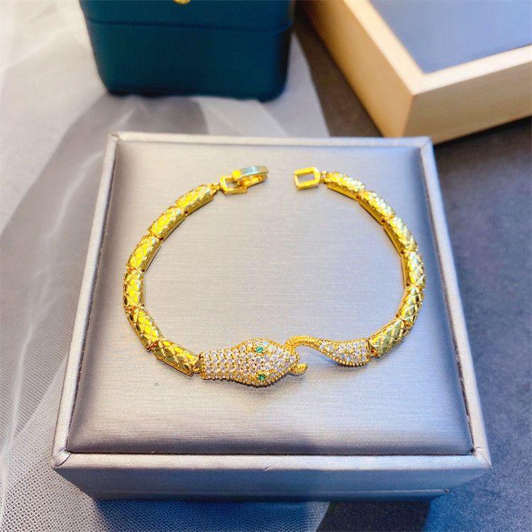 Gold Color High-grade Snake-shaped Full-drilled Snakehead Bracelet Female Vietnamese Sand