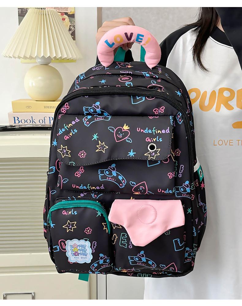 Trendy Dual Gender Graffiti Backpack Lightweight Large Capacity School Bag For Teens Small чёрный