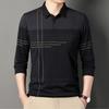 Men S Long Sleeve Striped Polo Shirt Casual Middle Age Dad Style