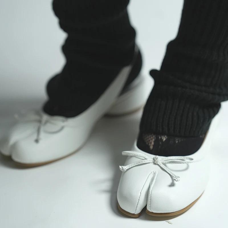 2025 New Brand Design Fashion 3CM Tabi Sandals  Split Heel Ballet  Summer High Heel Single Shoes Bow Mary Jane Shoes