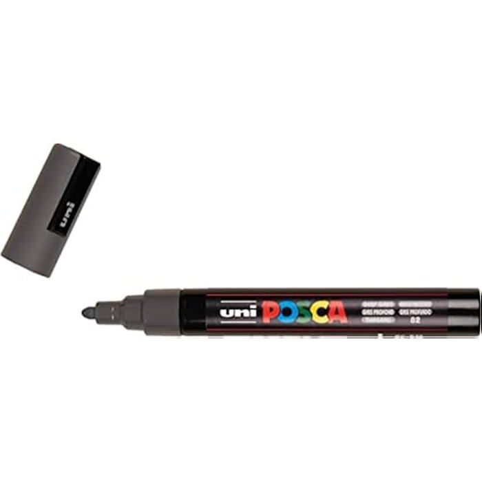 Marqueur - POSCA - PC-5M - Gris Foncé - Lot De 6 - Pointe Ronde 1,8-2,5 Mm
