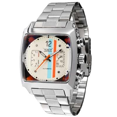 Luxus Herren Automatische Mechanische Uhren Analog Oblong Datum Silber Edelstahl Uhr für Herren Business Leuchtende Armbanduhr