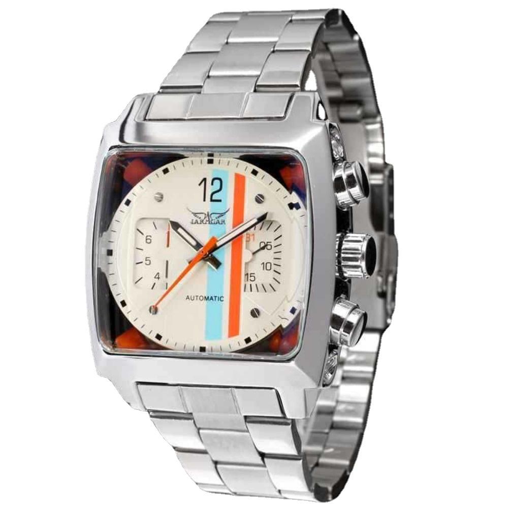 

Роскошные мужские автоматические механические часы Аналоговые Прямоугольные Дата Серебристые из нержавеющей стали Часы для мужчин Бизнес Светящиеся наручные часы