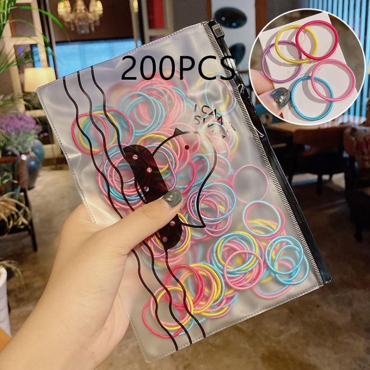 200/300/500 Pack High-quality Elastic Nylon Hair Bands For Girls Colorful Rubber Band Kids Hair Accessories Headdress