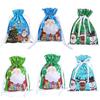 10 Pcs Christmas Drawstring Gift Bags Large Candy Cookie Wrapping Bags for Birthday Holiday Presents Xmas Party Supplies