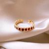 Vintage Red Alloy Rings for Women Gold Color Adjustable Ring Female Aesthetic Luxury Wedding Jewelry Gift