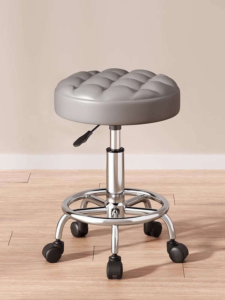 Modern Minimalist Beauty Stool, Adjustable Mobile Hairdressing Chair, Comfortable Cushioned Backrest Seat, Salon Barber Stool