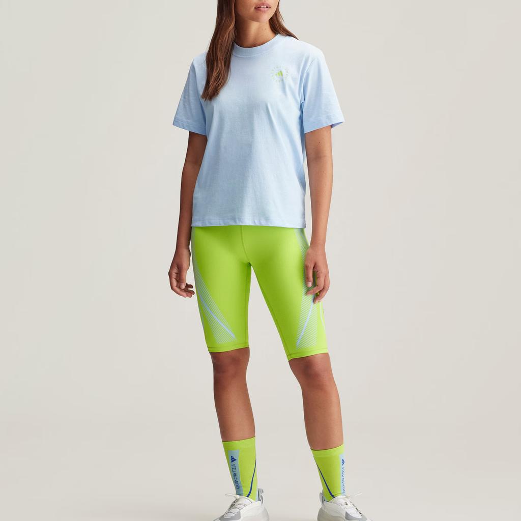 Adidas Truecasuals Sportswear Tee Letter Print Design Breathable Short Sleeve T-Shirt Women Tops Bright-Blue IW9921
