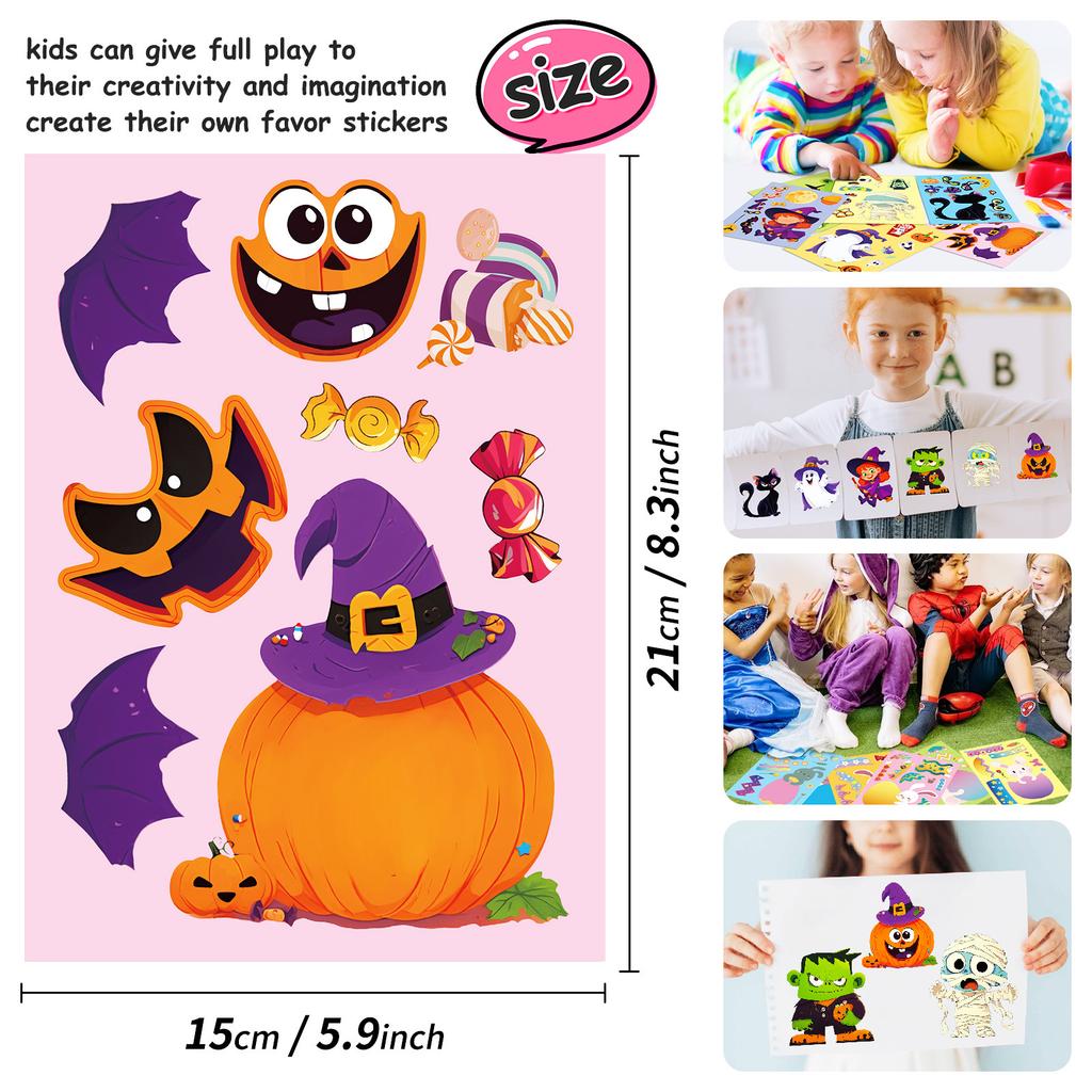Big Sale/Set of Halloween Puzzle Stickers Cute Little Ghost Stickers Face Stickers Halloween Puzzle