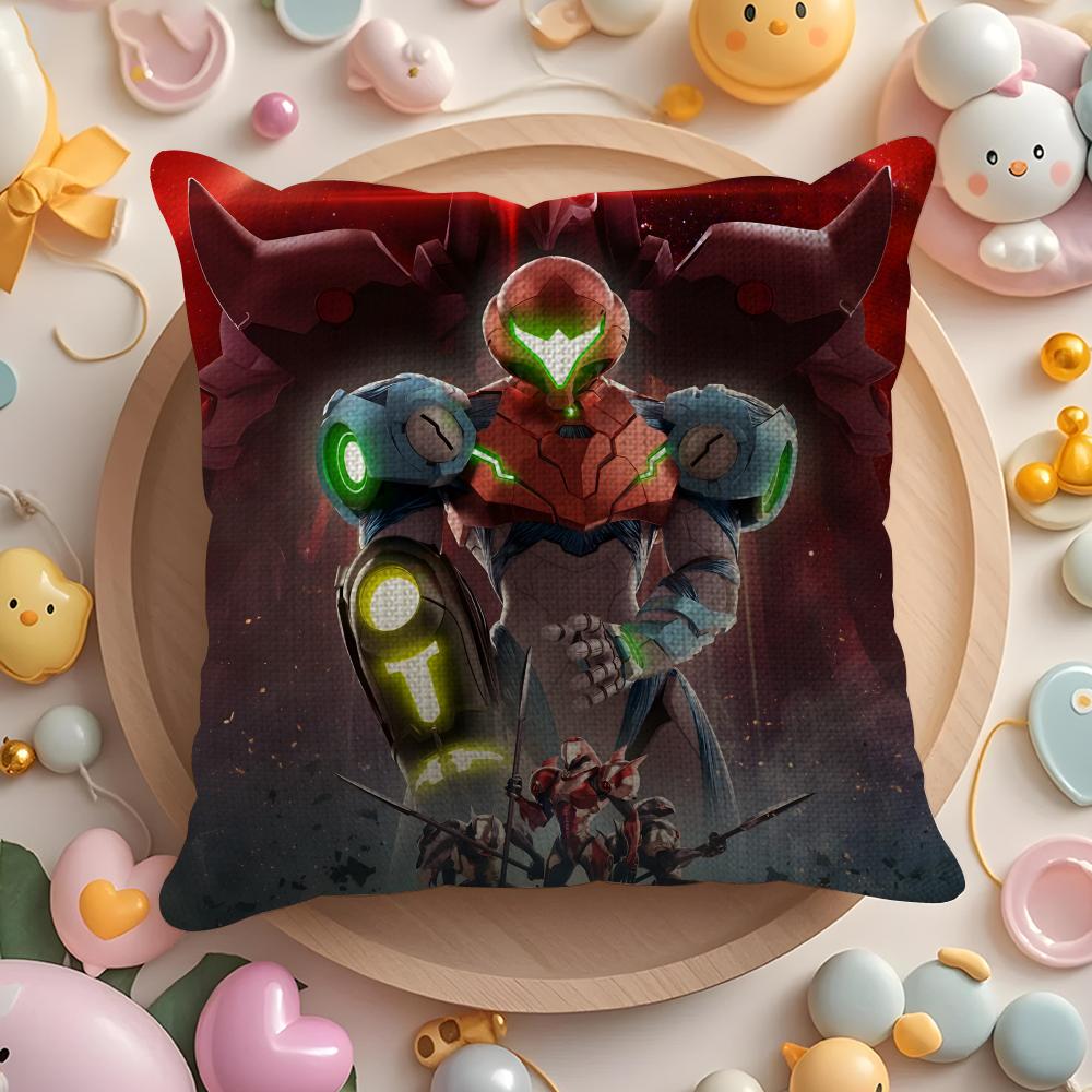 Game M-Metroid Cool Soldier Pillow Case Pattern Printed Pillowcase for Living Room Sofa Cushion Cover & Bedroom Decor
