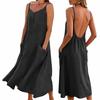 Women's Fashionable Casual -Color -Neck Backless Dress With Pockets