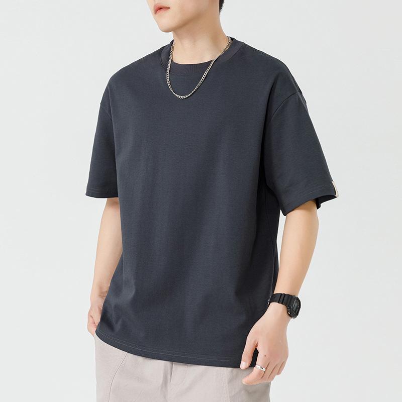 Men's Loose Fit Minimalist Crew Neck Solid T-Shirt, Summer Short Sleeve