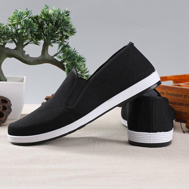 Men's Black Cloth Driving Shoes with Soft, Breathable Sole