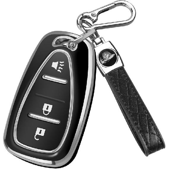 QBUC Key Fob Cover for Chevy, Car Key Fob Case with Keychain for Equinox 2018- Sonic 2017- Spark 2016- Traverse Trailblazer Trax Accessories