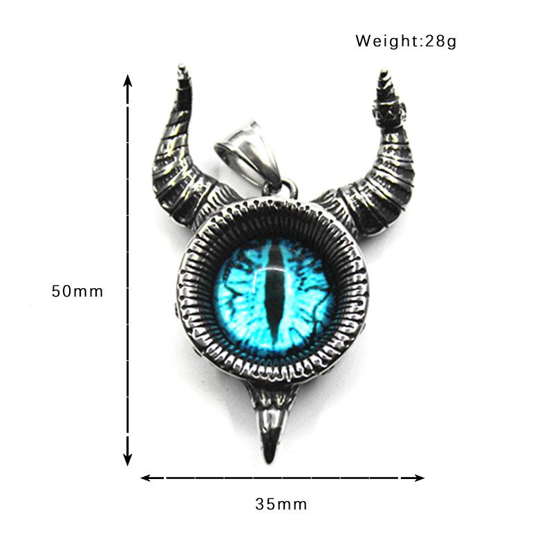 Vintage Lucifer Satan Stainless Steel Necklace Pendant Men Gothic Satan Demon Eye Pendant Punk Hip Hop Pagan Jewelry