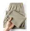 Heavyweight American-Style Grey-Green Straight-Leg Sweatpants for Women, 350G Twill Xinjiang Cotton, Casual Autumn Wear