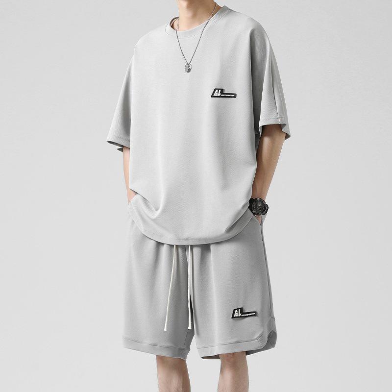 Men's Ice Silk Quick-Dry Summer Sports Set - Short Sleeve T-shirt & Basketball Shorts