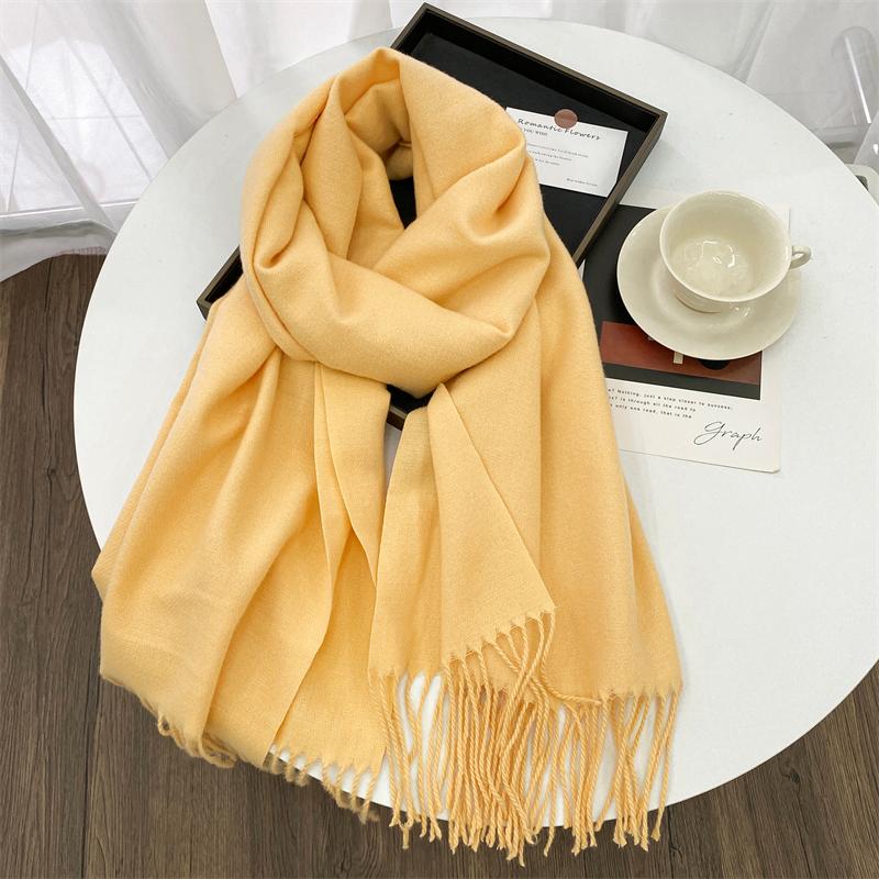 Luxury Brand Solid Women Cashmere Scarf Autumn Winter Warm Shawls Wraps Men Pashmina Tassels Scarves Female Foulard Poncho Stole