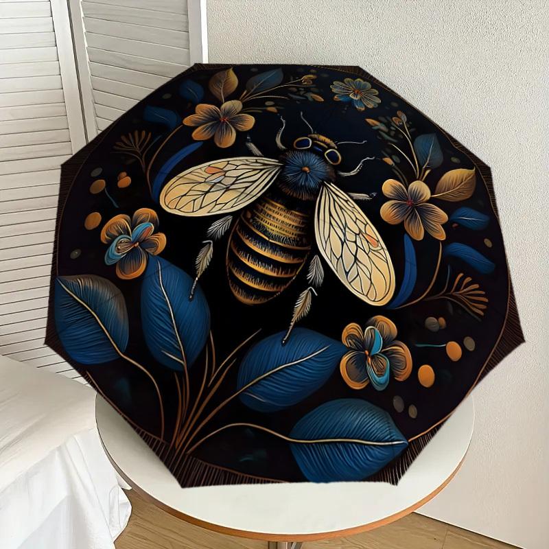 

1pc Golden Bee Floral Mandala Umbrella with Plastic Handle,Suitable for All Seasons Home Travel Outdoor UmbrellaDD1306