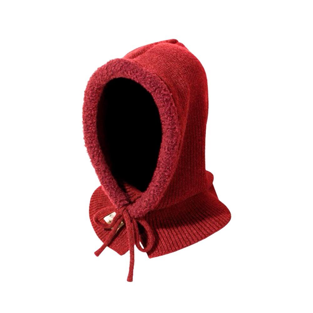 Plush Knitted Hat Neck Protection Lace-up Hat New Hood Scarf  Autumn Winter