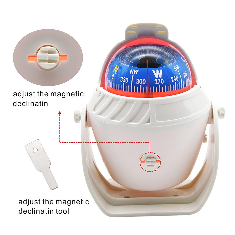 Waterproof Nautical Compass Sea Pivoting Marine Boat Compass With Electronic LED Night Light For Marine Navigation Positioning