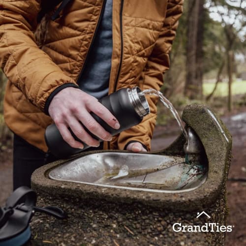 GRANDTIES Vacuum Insulated Stainless Steel Wide Mouth Water Bottle, 709ml, with Two Lids, Direct Drinking, Keeps Hot or Cold Water Hot for 12 Hours, K