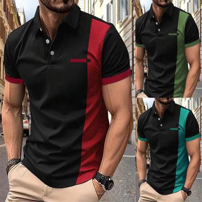 Sommer Herren Kurzarm Golf Polo Kragen Farbblock Modisch Business Casual Bequemes Herren Top Poloshirt