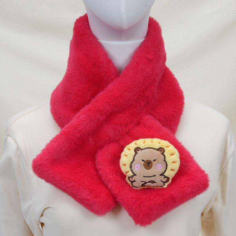 Women's Korean Style Faux Rabbit Fur Scarf - Thick, Warm, Plush Neck Warmer for Autumn/Winter 2024 - Versatile Student Accessory